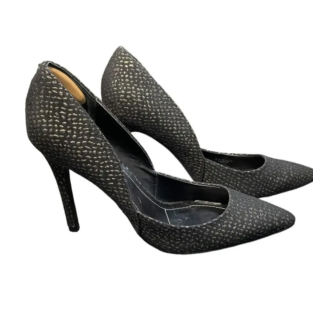 Charles David Pumps Metallic‎ Black and Gold Pointed Toe Stiletto Heel Size 8